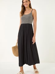 Roman Black Strappy Lace Midi Dress - Image 4 of 5