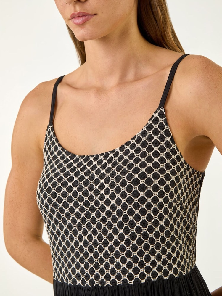 Roman Black Strappy Lace Midi Dress - Image 5 of 5