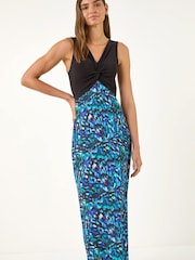 فستان متوسط الطول قابل للتمدد مع مقدمة ملتفة من Roman - Image 1 of 5