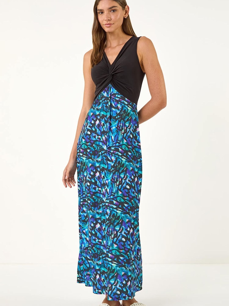 فستان متوسط الطول قابل للتمدد مع مقدمة ملتفة من Roman - Image 2 of 5