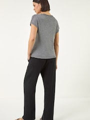 Roman Grey Sequin Stripe Knitted Top - Image 3 of 5