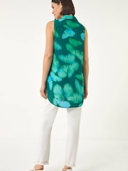 Roman Green Butterfly Print V-Neck Blouse - Image 3 of 5