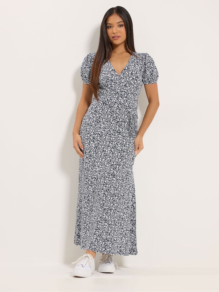 M&Co Blue Petite Maxi Wrap Dress - Image 2 of 5