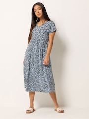 M&Co Black Petite Floral V-Neck Midi Dress - Image 2 of 5