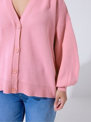 Yours Curve Pink Limited Balloon Sleeve Cardigan - Image 4 of 5