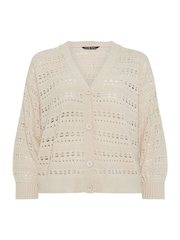 Yours Curve Natural Limited Crochet Balloon Sleeve Cardigan - Image 5 of 5