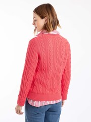 Weird Fish Pink Amberise Crew Neck Cable Knit Jumper - Image 2 of 6