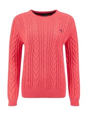 Weird Fish Pink Amberise Crew Neck Cable Knit Jumper - Image 5 of 6