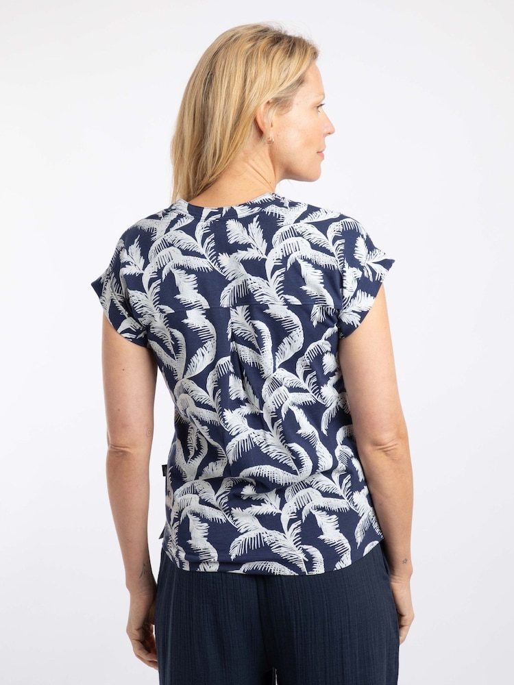 Weird Fish Blue Alia Printed Jersey T-Shirt - Image 2 of 6