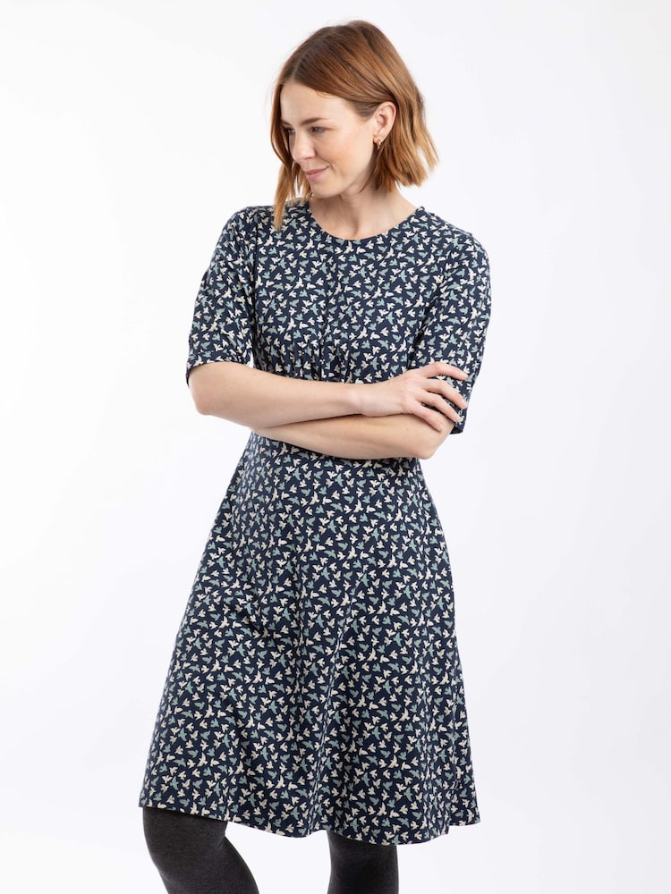 Weird Fish Blue Cassandra Jersey Swing Dress - Image 1 of 7