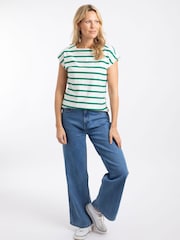 Weird Fish Green Bowe Striped Jersey T-Shirt - Image 1 of 7