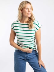 Weird Fish Green Bowe Striped Jersey T-Shirt - Image 3 of 7