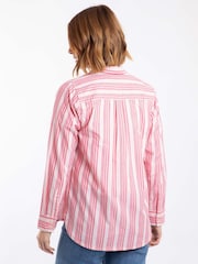 Weird Fish Pink Roscoe Striped Boyfriend Shirt - Image 3 of 8