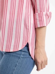 Weird Fish Pink Roscoe Striped Boyfriend Shirt - Image 6 of 8