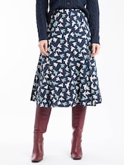 כחול  - Weird Fish Romaro Printed Jersey Midi Skirt - תמונה 3 מתוך 6