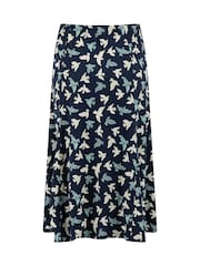כחול  - Weird Fish Romaro Printed Jersey Midi Skirt - תמונה 6 מתוך 6