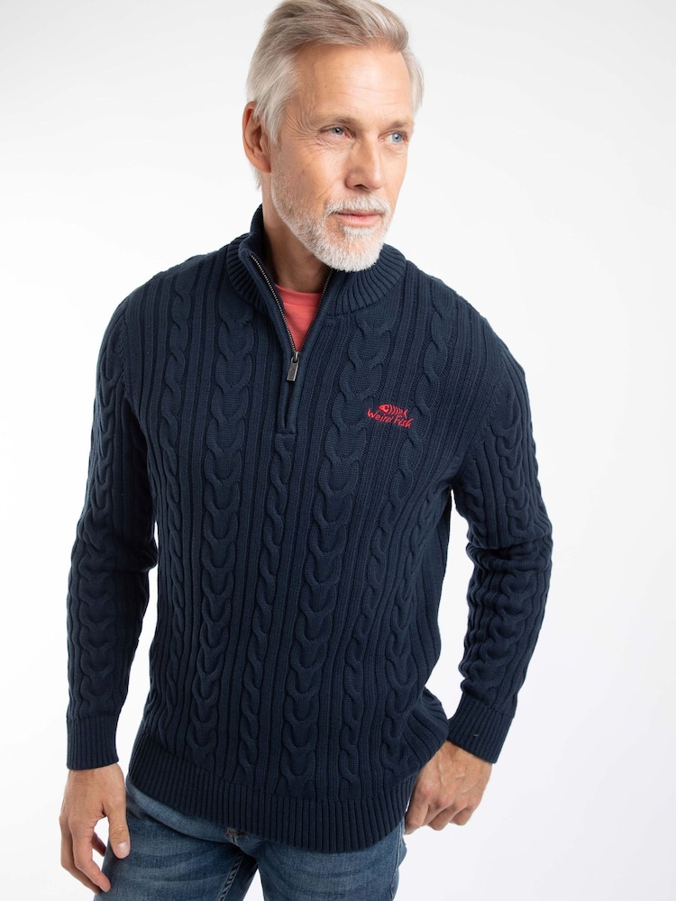 Πουλόβερ με φερμουάρ και πλεκτό ζιβάγκο Weird Fish Heath 1/4 - Εικόνα 1 από 7