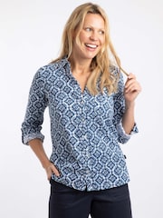 Weird Fish Blue Syona Double Cloth Printed Shirt - Image 1 of 7