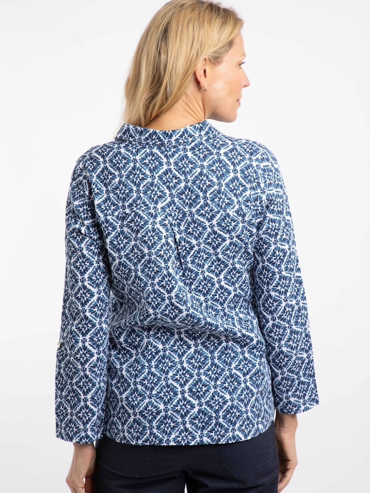 Weird Fish Blue Syona Double Cloth Printed Shirt - Image 2 of 7