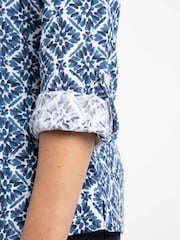 Weird Fish Blue Syona Double Cloth Printed Shirt - Image 5 of 7