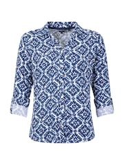 Weird Fish Blue Syona Double Cloth Printed Shirt - Image 6 of 7