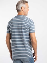 Weird Fish Blue Jefferson Textured Stripe T-Shirt - Image 2 of 7