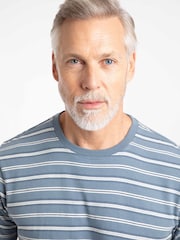 Weird Fish Blue Jefferson Textured Stripe T-Shirt - Image 4 of 7