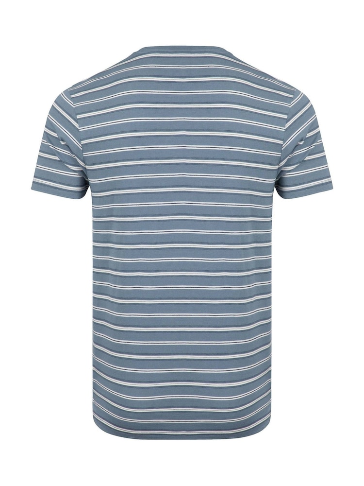 Weird Fish Blue Jefferson Textured Stripe T-Shirt - Image 7 of 7