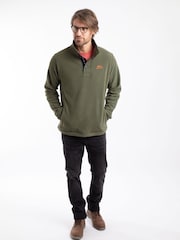 Weird Fish Green Roald Button Funnel Neck Micro Rugby Shirt - Image 3 of 7