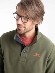 Weird Fish Green Roald Button Funnel Neck Micro Rugby Shirt - Image 4 of 7