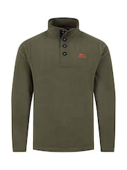 Weird Fish Green Roald Button Funnel Neck Micro Rugby Shirt - Image 6 of 7