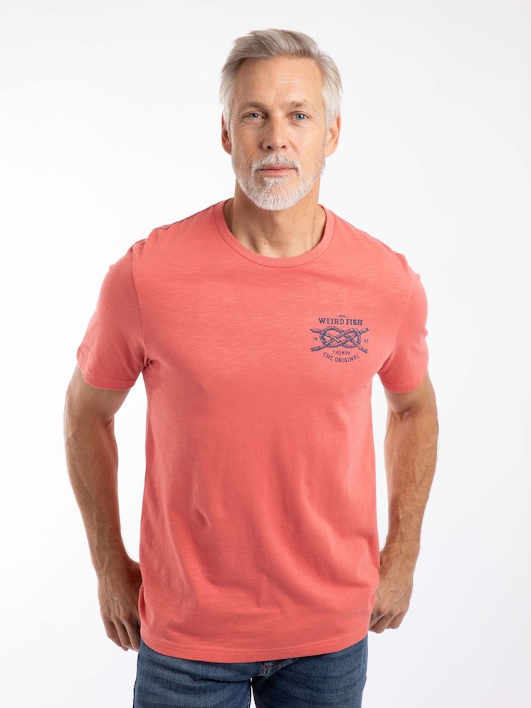 Weird Fish Red Uphaul Back Print Graphic T-Shirt - Image 1 of 6