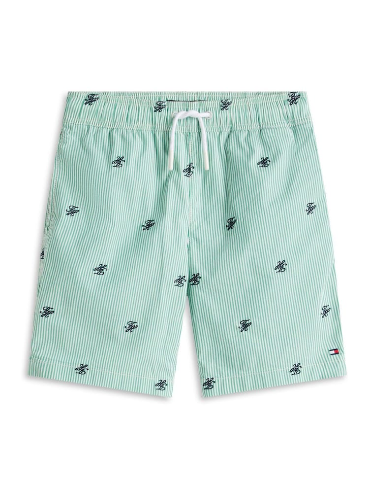 Tommy Hilfiger Green Ithaca Stripe Logo Embroidery Relaxed Shorts - Image 5 of 5