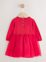Red Twofer Knit & Mesh Baby Dress & Tights Set 2 Piece (0mths-2yrs) - Image 2 of 5