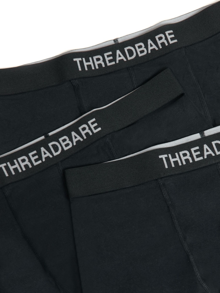 Threadbare Black Hipster Fit Boxer Shorts 3 Pack - Image 3 of 3