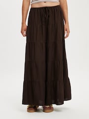 Cotton On Brown Haven Multi Tiered Maxi Skirt - Image 1 of 5
