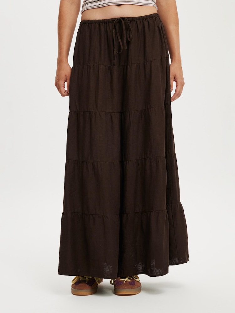 Cotton On Brown Haven Multi Tiered Maxi Skirt - Image 1 of 5