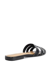Dune London Black Leather Larrissa Flat Sandals - Image 3 of 5