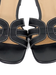 Dune London Black Leather Larrissa Flat Sandals - Image 5 of 5