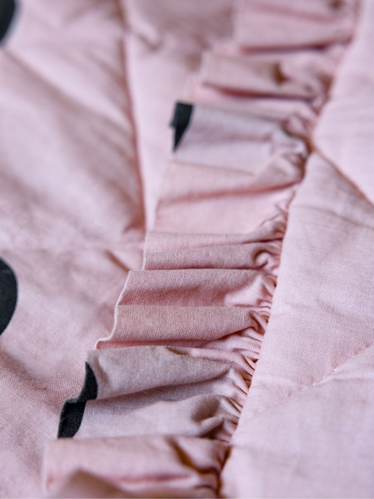 Rockett St George Pink Polka Dot Noir Cotton Frill Bedspread - Image 2 of 8