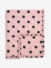 Rockett St George Pink Polka Dot Noir Cotton Frill Bedspread - Image 7 of 8