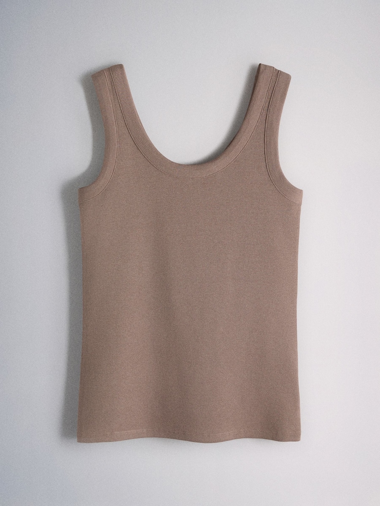 The Set 4 Pack Scoop Rib Vests Pink/White/Brown - Image 2 of 7 The Set 4 Pack Scoop Rib Vests Pink/White/Brown - Image 2 of 7