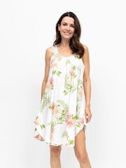 Nora Rose White Floral Print Scalloped Lace Bus Swing Nightdress - Image 2 of 4