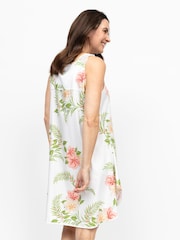 Nora Rose White Floral Print Scalloped Lace Bus Swing Nightdress - Image 3 of 4