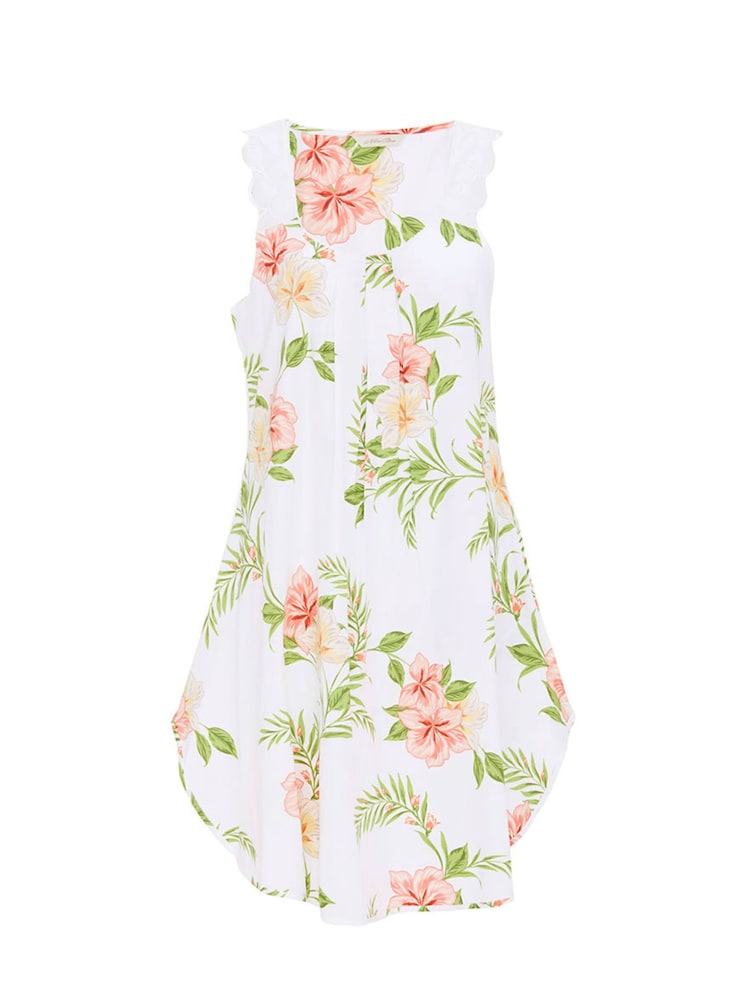 Nora Rose White Floral Print Scalloped Lace Bus Swing Nightdress - Image 4 of 4