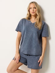 Long Tall Sally Blue Acid Wash Short & Sweat Top Set - Image 1 of 5