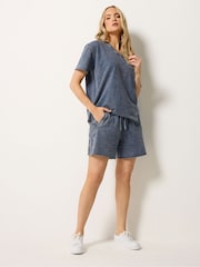 Long Tall Sally Blue Acid Wash Short & Sweat Top Set - Image 2 of 5