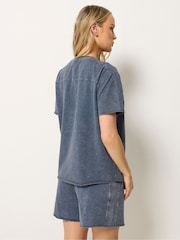 Long Tall Sally Blue Acid Wash Short & Sweat Top Set - Image 3 of 5
