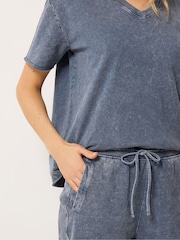 Long Tall Sally Blue Acid Wash Short & Sweat Top Set - Image 4 of 5