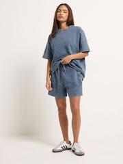 PixieGirl Petite Blue Acid Wash Sweat Top & Short Set - Image 2 of 6